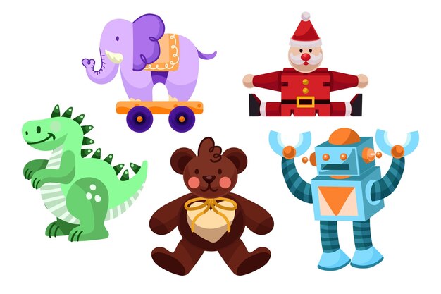 Colección juguetes navideños dibujados a mano