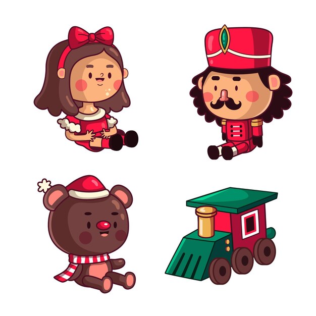 Colección juguetes navideños dibujados a mano