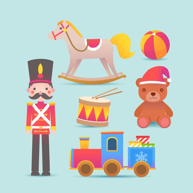 Colección de juguetes navideños de diseño plano
