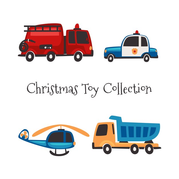Colección de juguetes navideños en diseño plano