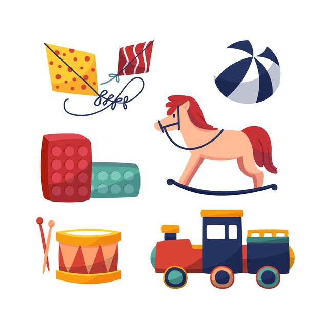 Colección de juguetes navideños de diseño plano