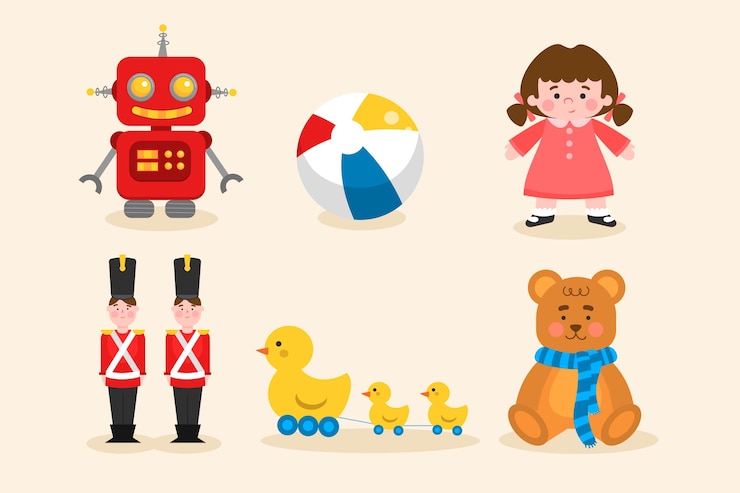 Vector gratuito colección de juguetes navideños de diseño plano