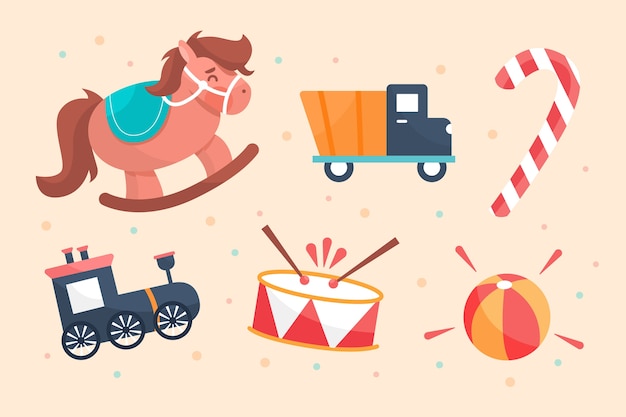 Vector gratuito colección de juguetes navideños de diseño plano