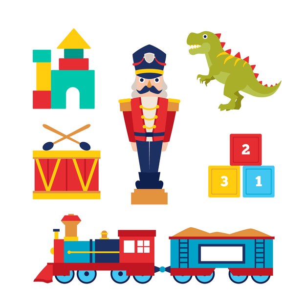 Colección de juguetes navideños de diseño plano