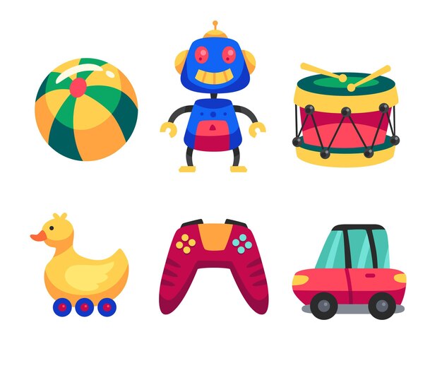 Colección de juguetes navideños de diseño plano