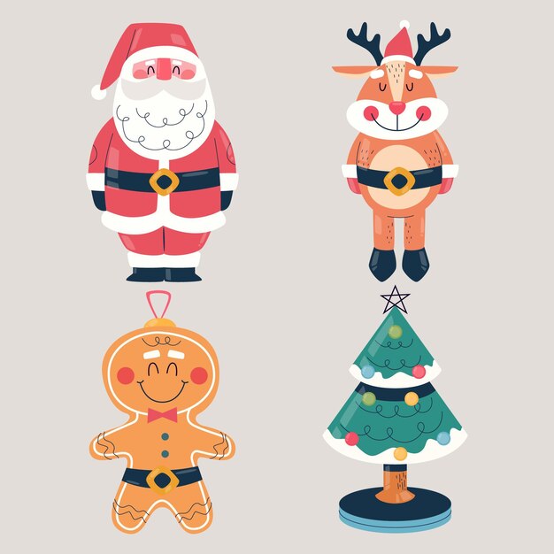 Colección de juguetes navideños en diseño plano