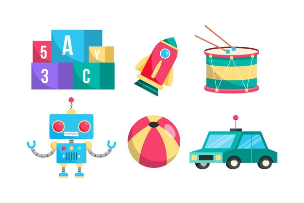 Colección de juguetes navideños de diseño plano