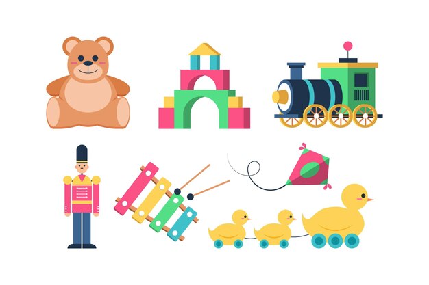 Colección de juguetes navideños de diseño plano