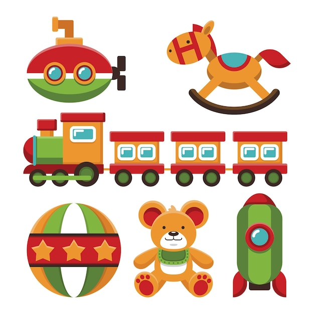 Colección de juguetes navideños de diseño plano