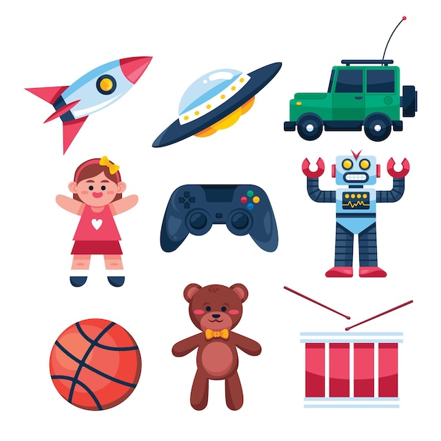 Colección de juguetes navideños de diseño plano