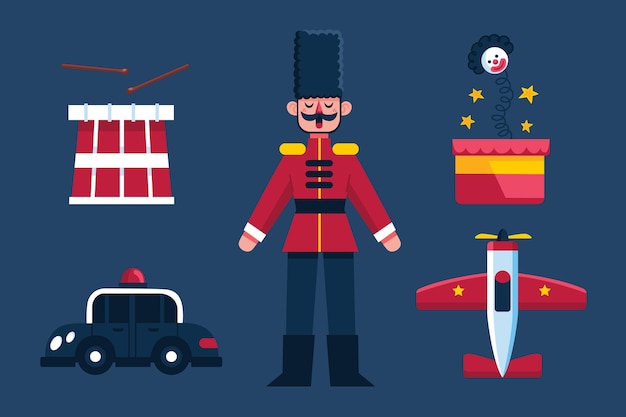 Vector gratuito colección de juguetes navideños de diseño plano