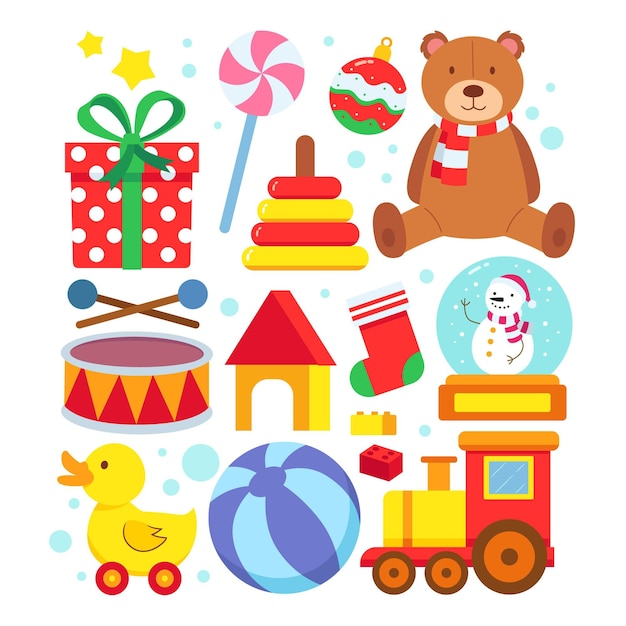 Colección de juguetes navideños planos