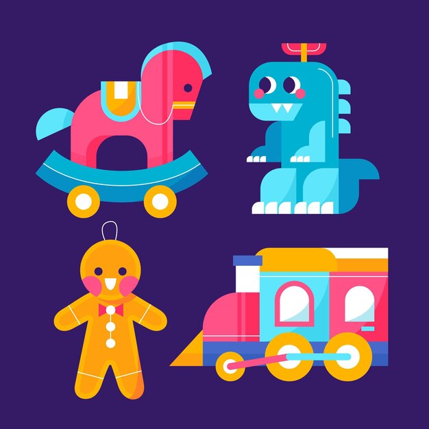 Colección de juguetes navideños planos