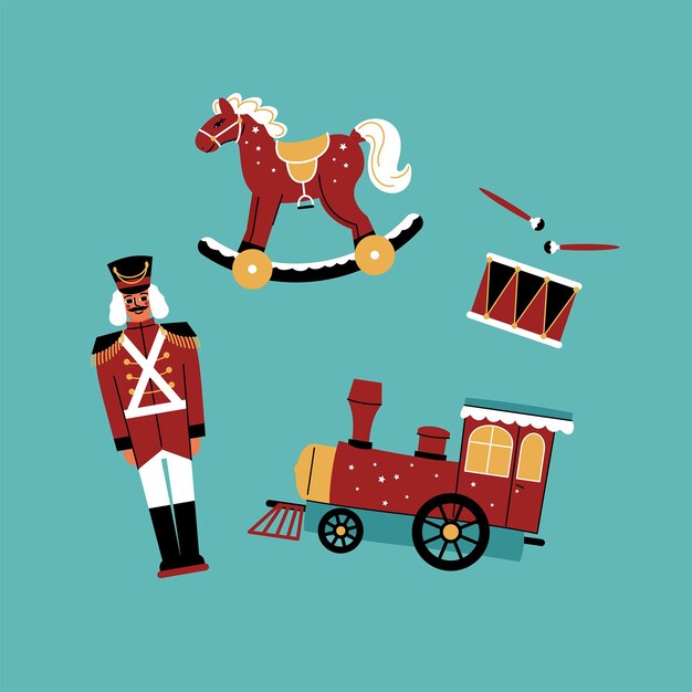 Colección de juguetes navideños planos