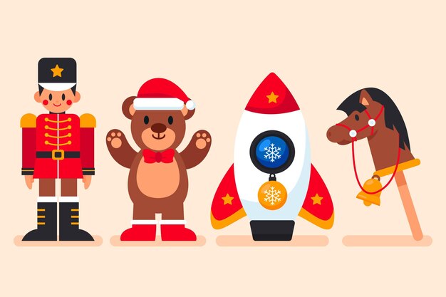 Colección de juguetes navideños planos