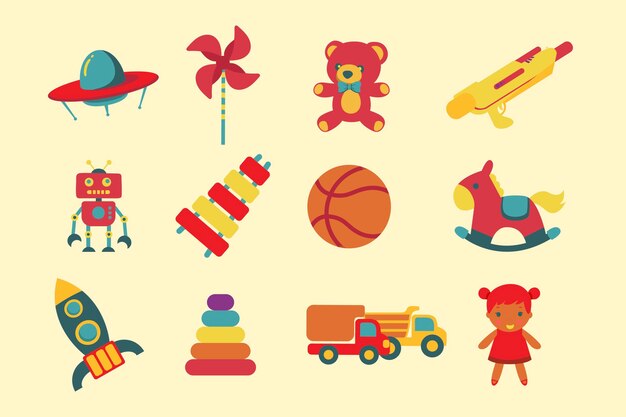 Colección de juguetes navideños planos