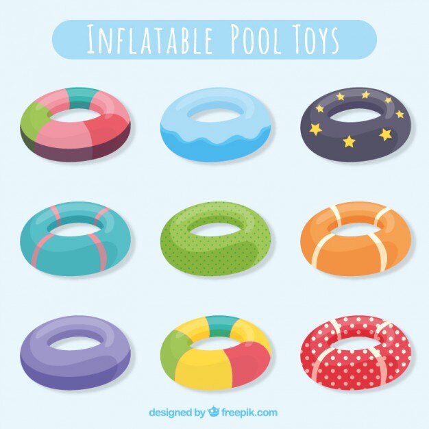 Vector gratuito colección de juguetes de piscina inflables