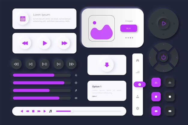 Colección de kit de interfaz de usuario de diseño plano