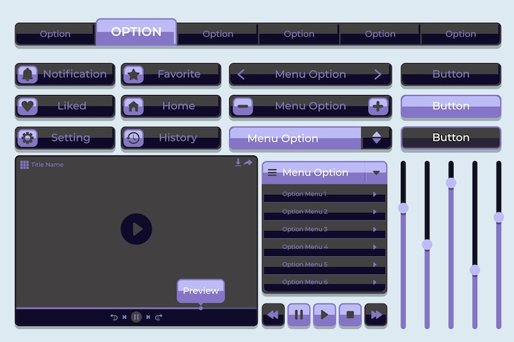 Vector gratuito colección de kit de interfaz de usuario de diseño plano