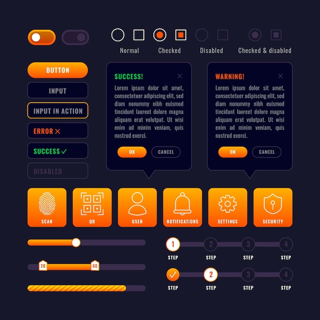 Vector gratuito colección de kits de interfaz de usuario degradados