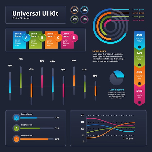 Colección de kits de uí gradiente