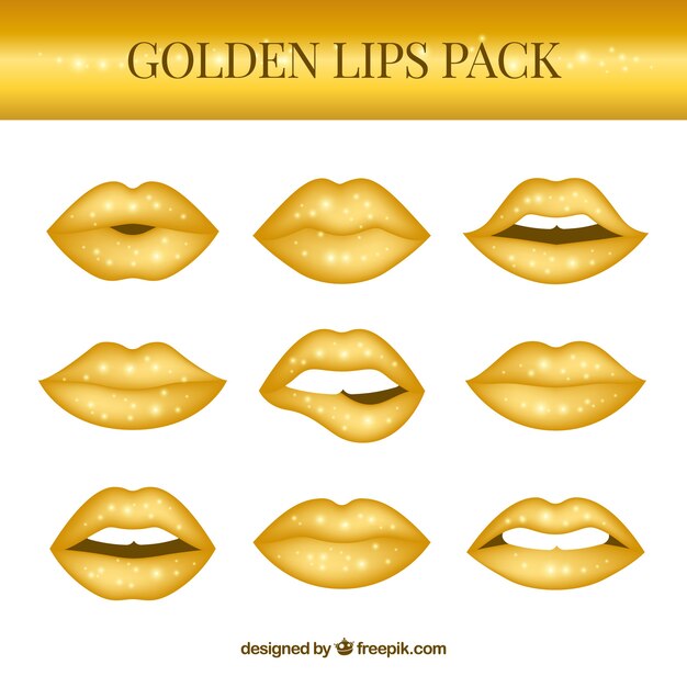 Colección de labios en color dorado