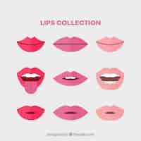 Vector gratuito colección de labios con gestos diferentes