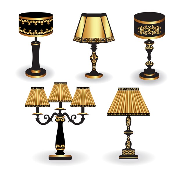 Colección de lámparas doradas
