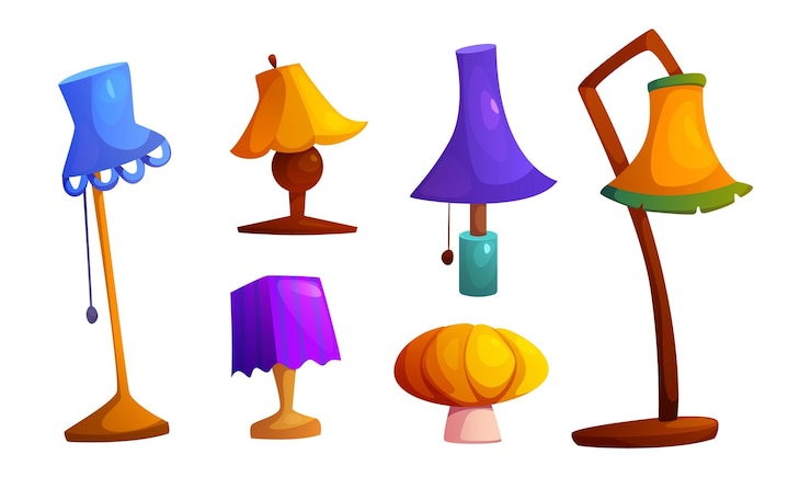 Vector gratuito colección de lámparas de mesa y de suelo