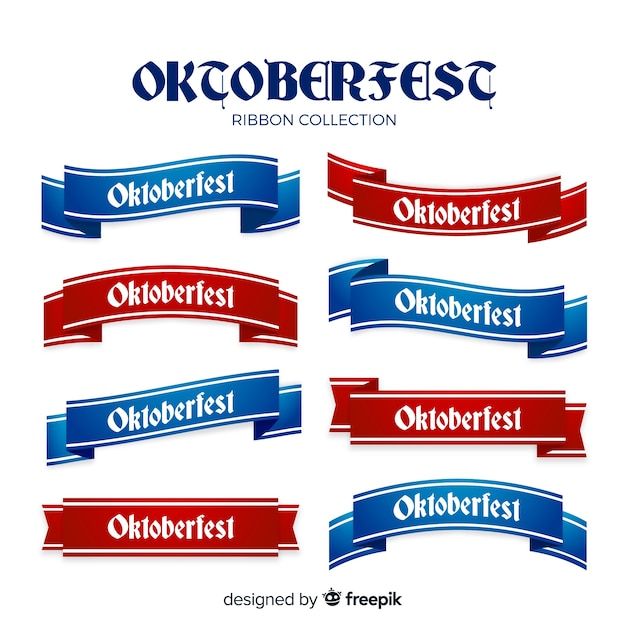 Vector gratuito colección de lazos de oktoberfest en diseño plano