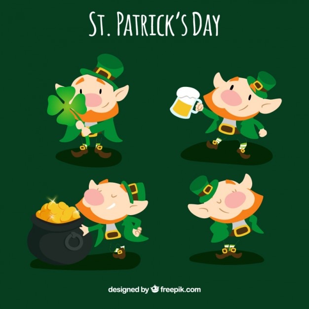 Vector gratuito colección de leprechauns de san patricio