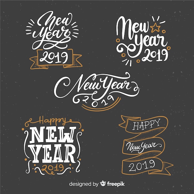 Vector gratuito colección de letras de año nuevo 2019