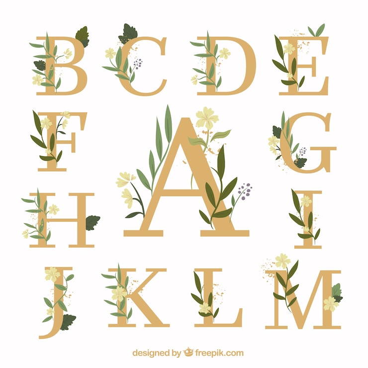 Vector gratuito colección de letras de boda con diseño plano