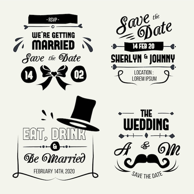 Colección de letras de boda vintage