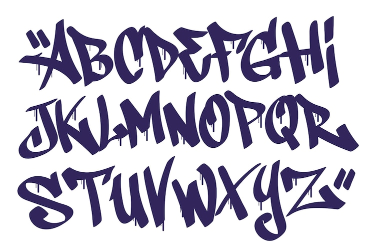 Vector gratuito colección de letras creativas del alfabeto del graffiti