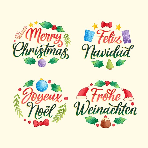 Colección de letras de deseos de navidad dibujadas a mano