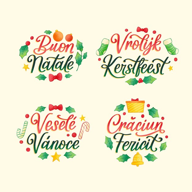 Colección de letras de deseos de navidad dibujadas a mano