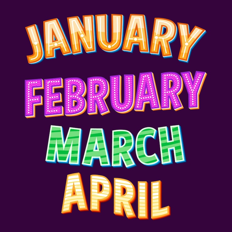 Vector gratuito colección de letras de días de la semana, meses y estaciones