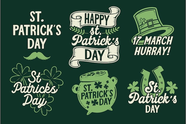 Vector gratuito colección de letras dibujadas a mano para la celebración del día de san patricio