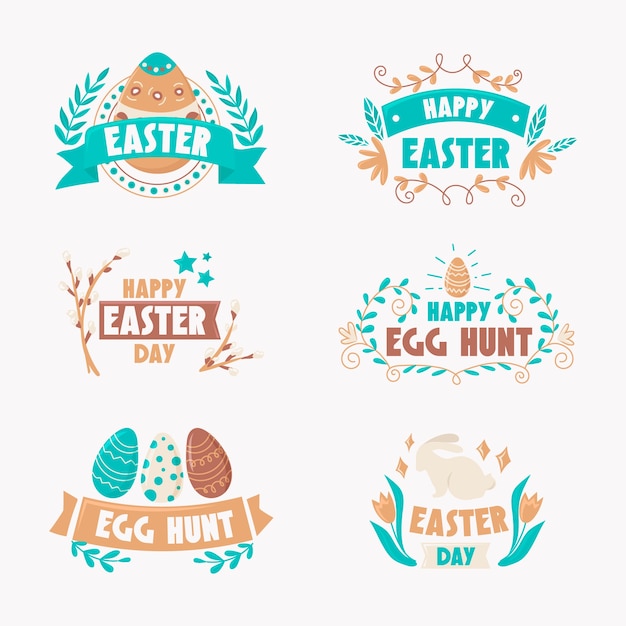 Vector gratuito colección de letras de etiqueta de pascua dibujada a mano