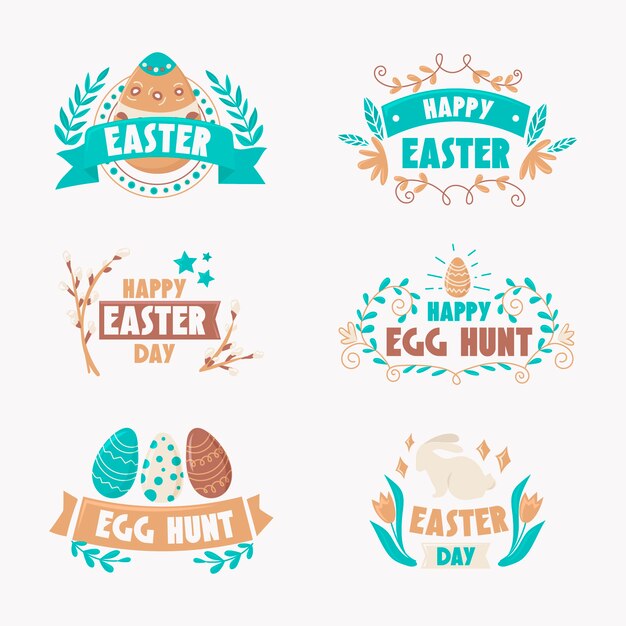 Colección de letras de etiqueta de pascua dibujada a mano