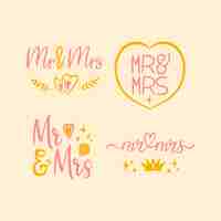 Vector gratuito colección de letras mr y mrs dibujadas a mano