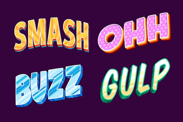 Vector gratuito colección de letras de onomatopeyas