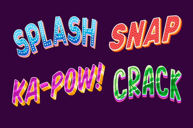 Colección de letras de onomatopeyas