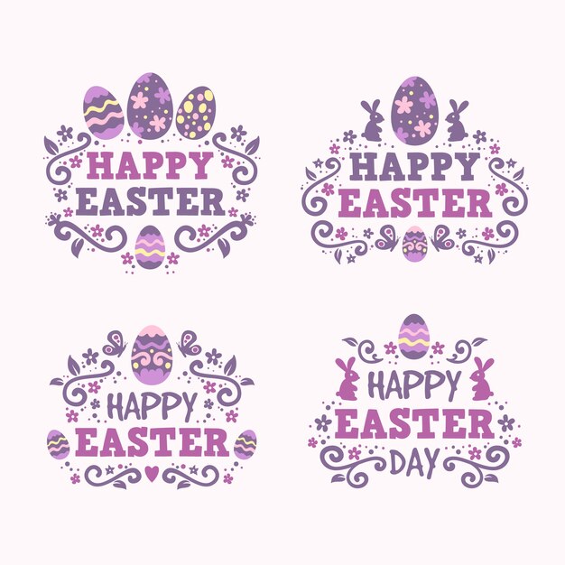 Colección de letras de placa de pascua de diseño plano