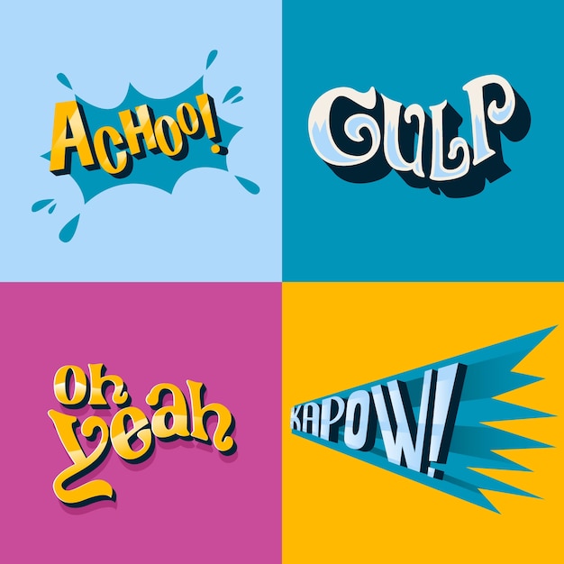 Vector gratuito colección de letras retro de expresiones