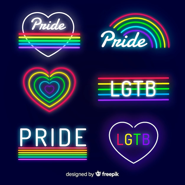 Colección de letreros de neón del día del orgullo