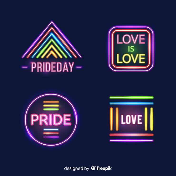 Vector gratuito colección de letreros de neón del día del orgullo
