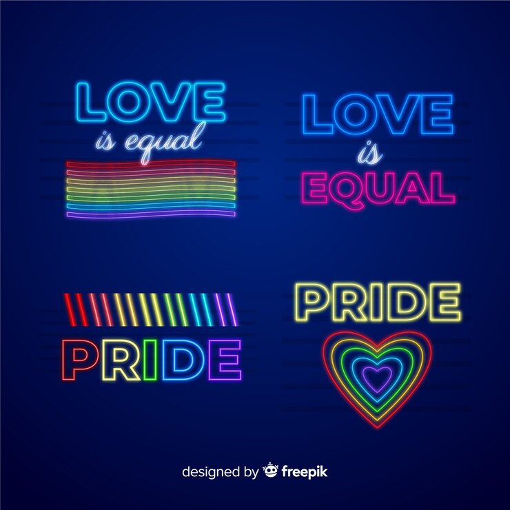 Vector gratuito colección de letreros de neón del día del orgullo