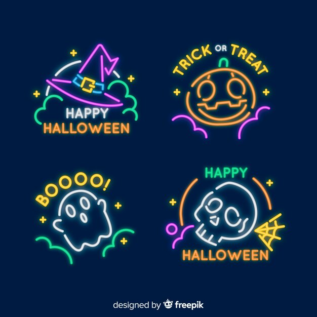 Colección de letreros de neón para halloween